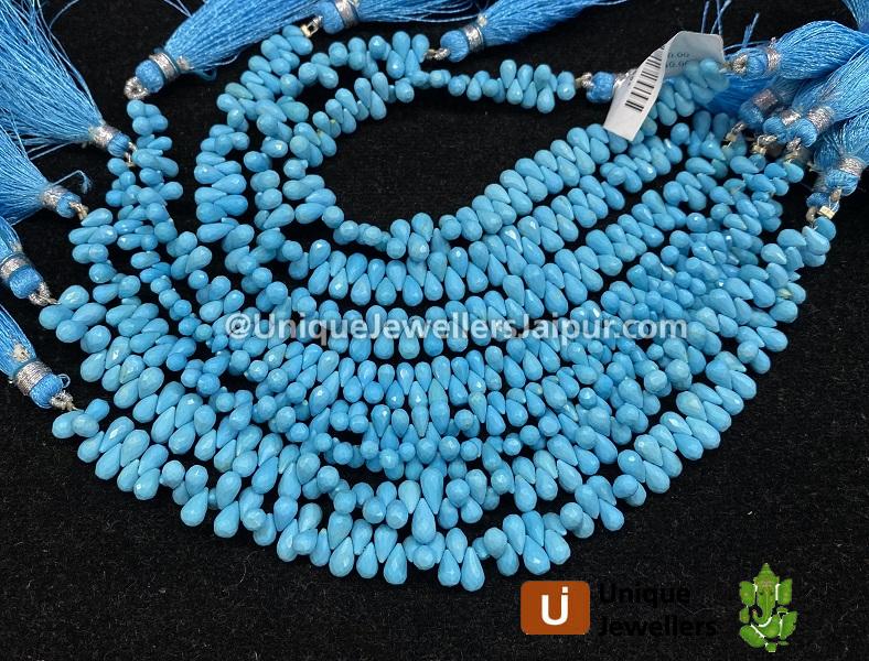 Natural Arizona Turquoise Faceted Drops Beads