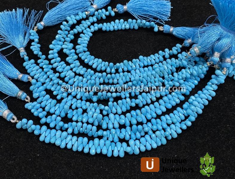 Natural Arizona Turquoise Faceted Drops Beads
