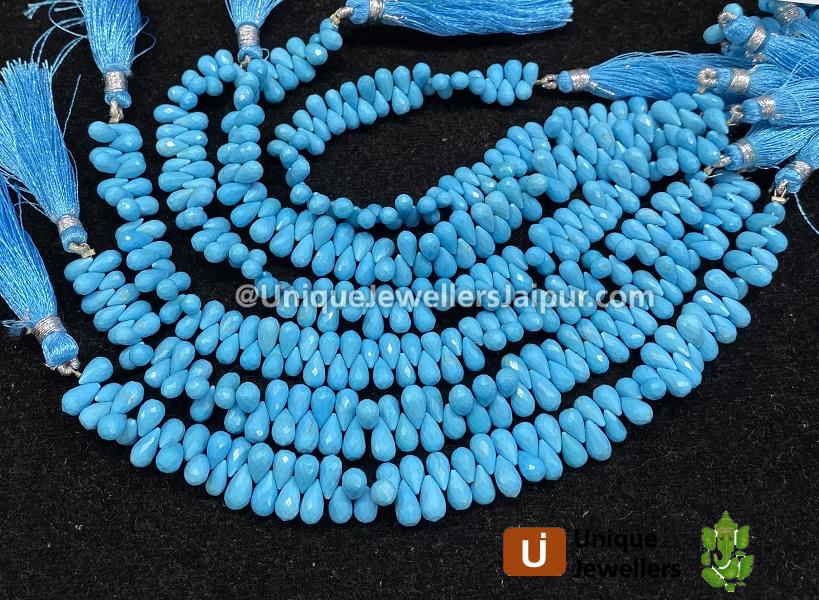 Natural Arizona Turquoise Faceted Drops Beads