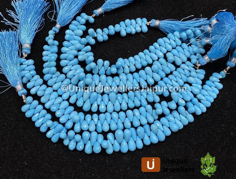 Natural Arizona Turquoise Faceted Drops Beads
