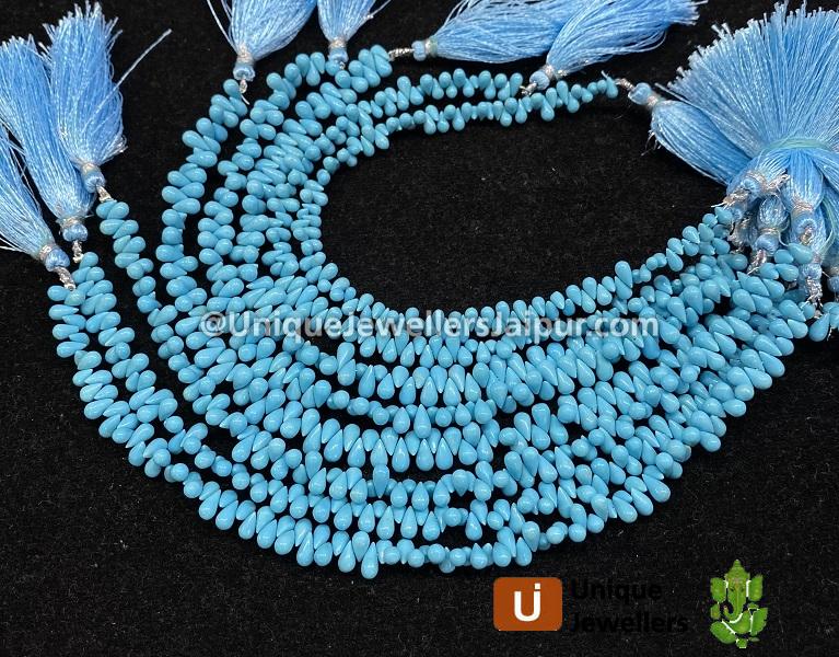 Natural Arizona Turquoise Smooth Drops Beads