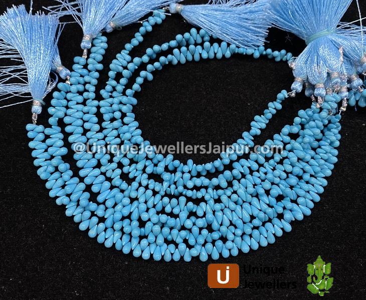 Natural Arizona Turquoise Smooth Drops Beads