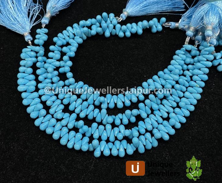 Natural Arizona Turquoise Smooth Drops Beads