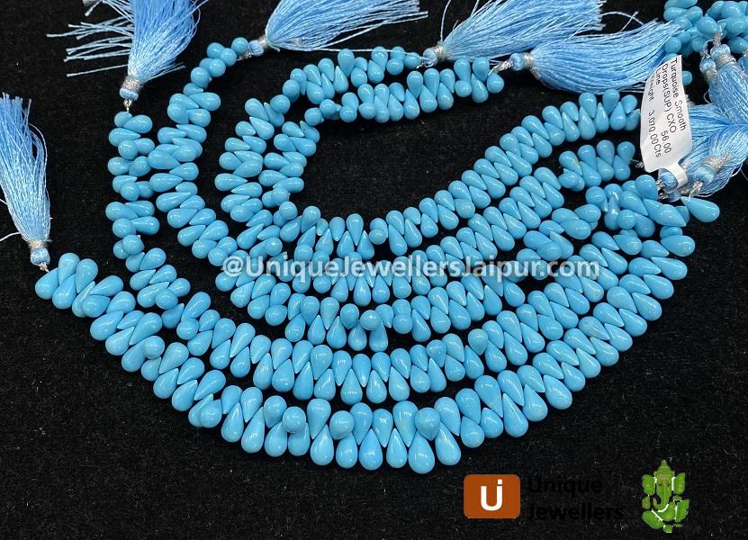 Natural Arizona Turquoise Smooth Drops Beads