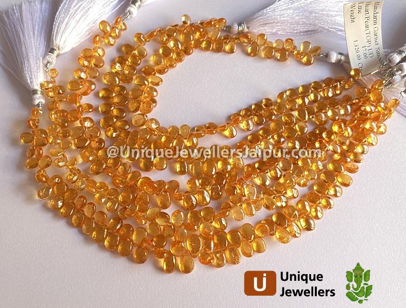 Mandarin Garnet Smooth Pear Beads