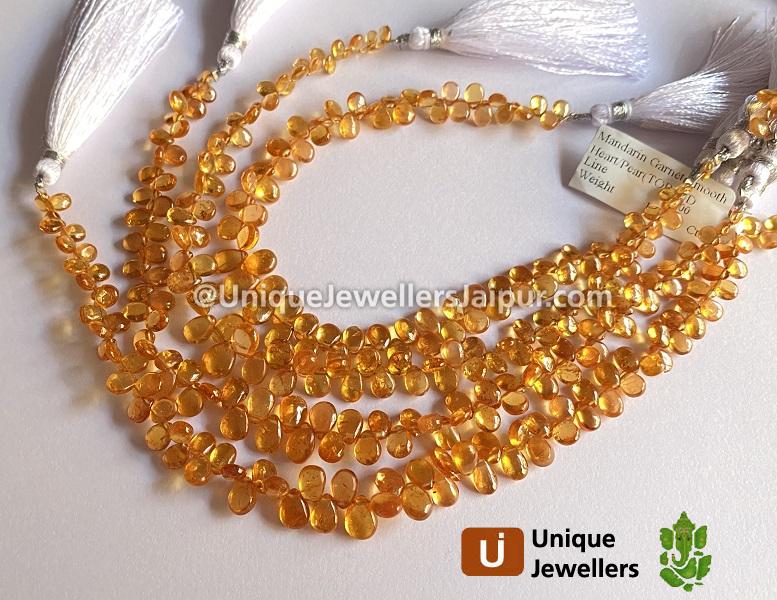 Mandarin Garnet Smooth Pear Beads