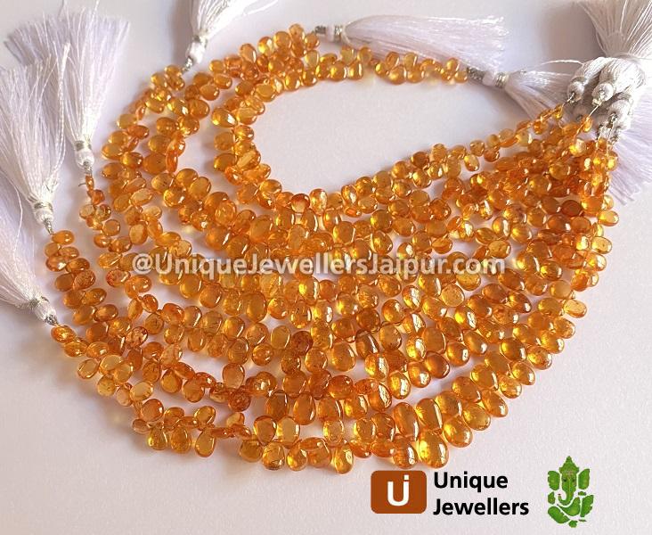 Mandarin Garnet Smooth Pear Beads