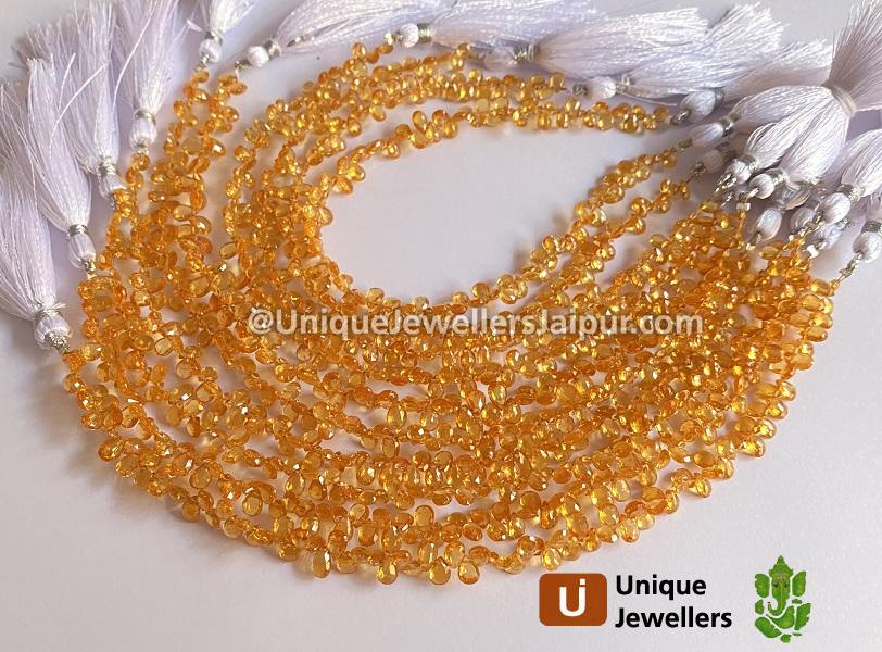 Mandarin Garnet Faceted Pear Beads