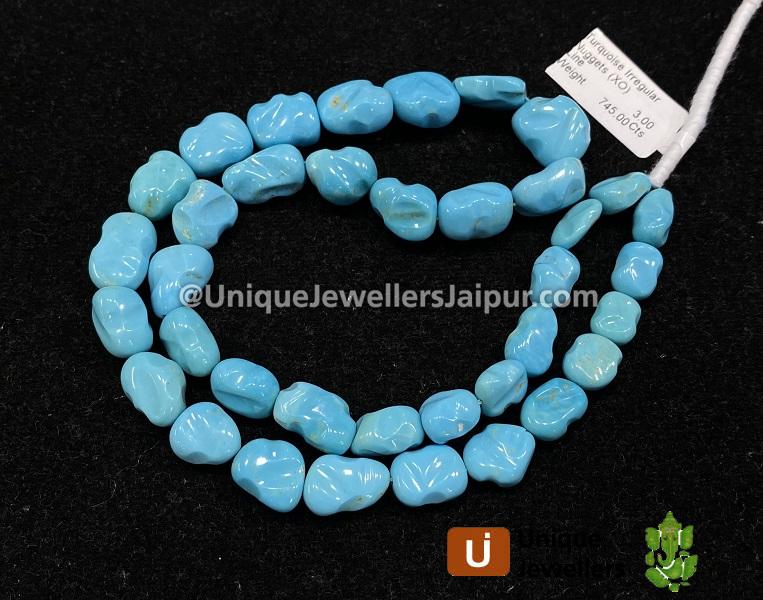 Natural Arizona Turquoise Smooth Irregular Nuggets Beads