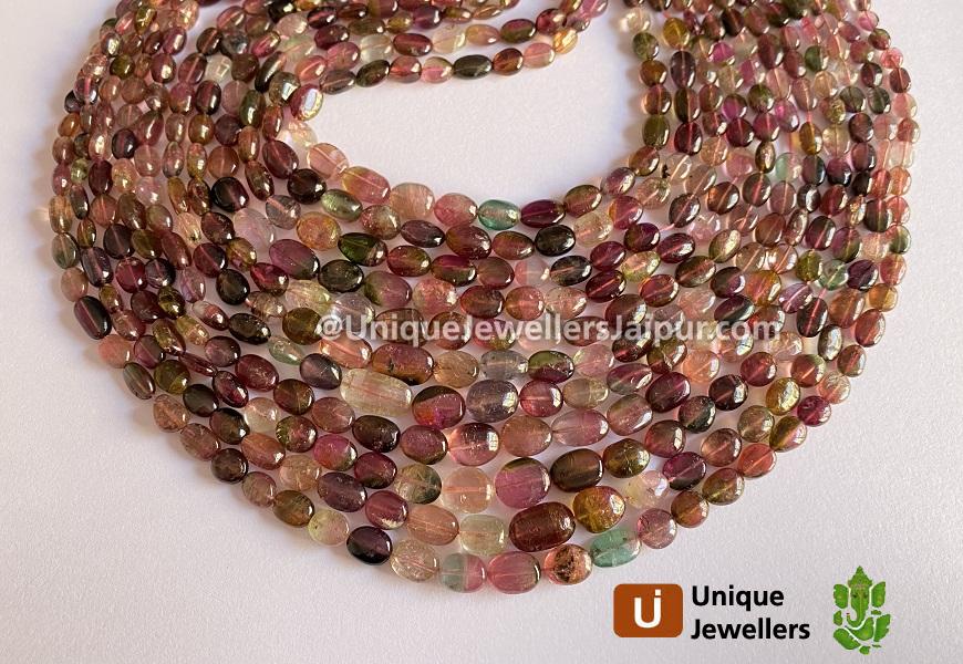 Bi Color Tourmaline Smooth Nuggets Beads