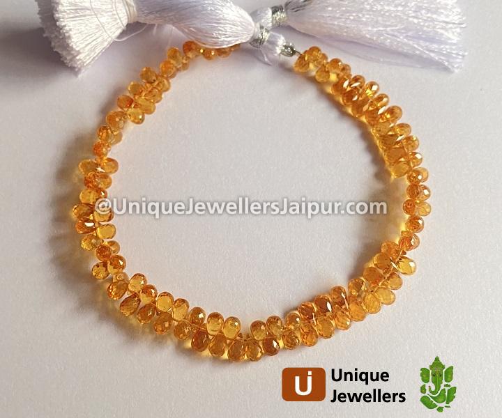 Mandarin Garnet Faceted Drops Beads