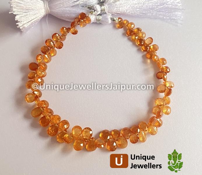 Mandarin Garnet Faceted Pear Beads