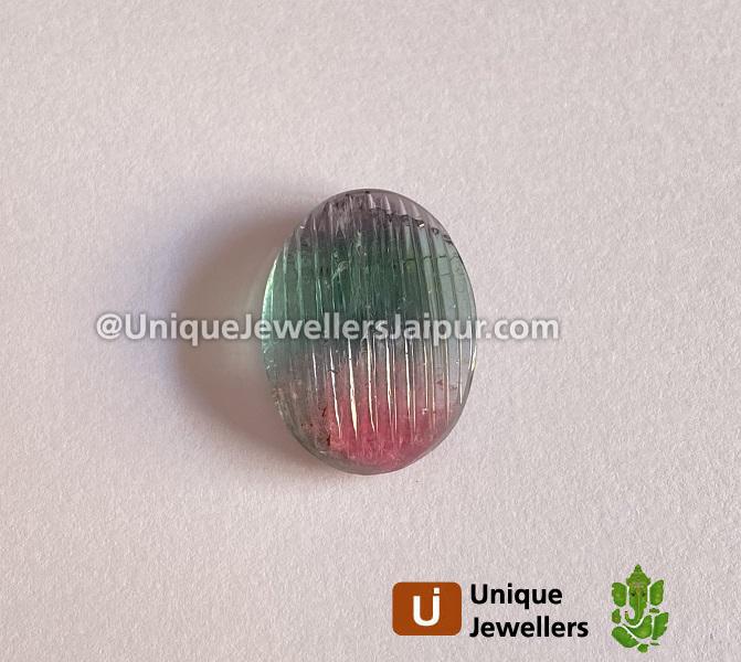 Bi Color Tourmaline Carved Oval