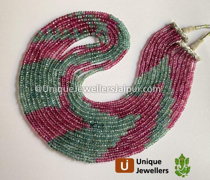 Blue Pink Tourmaline Faceted Roundelle Beads