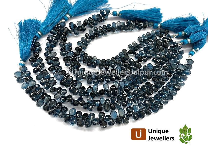 London Blue Topaz Faceted Drops Beads