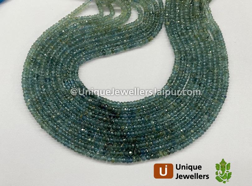 Blue Tourmaline Shaded Far Faceted Roundelle Beads
