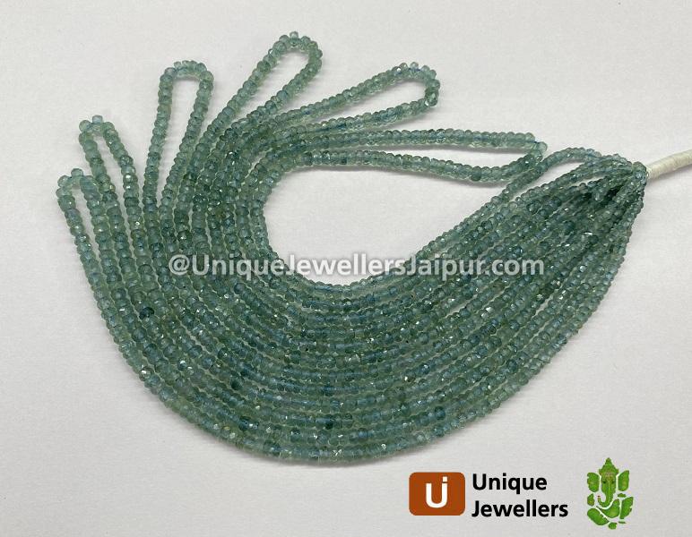 Bluish Green Tourmaline Faceted Roundelle Beads