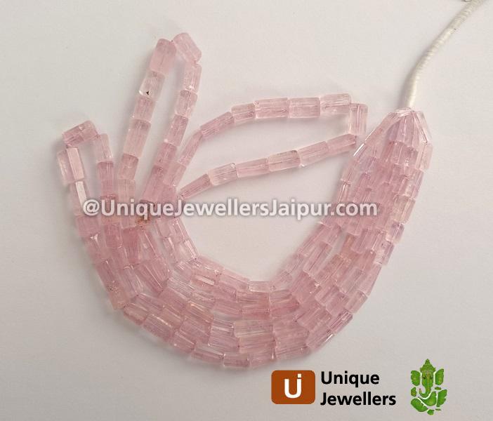 Pink Morganite Step Cut Pipe Beads
