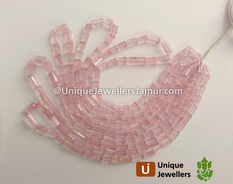Pink Morganite Step Cut Pipe Beads