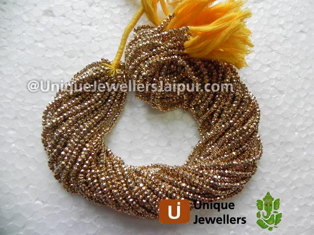 Golden Shine Pyrite Faceted Roundelle Beads