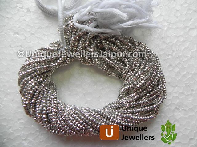 Silver Sparkle Pyrite Faceted Roundelle Beads