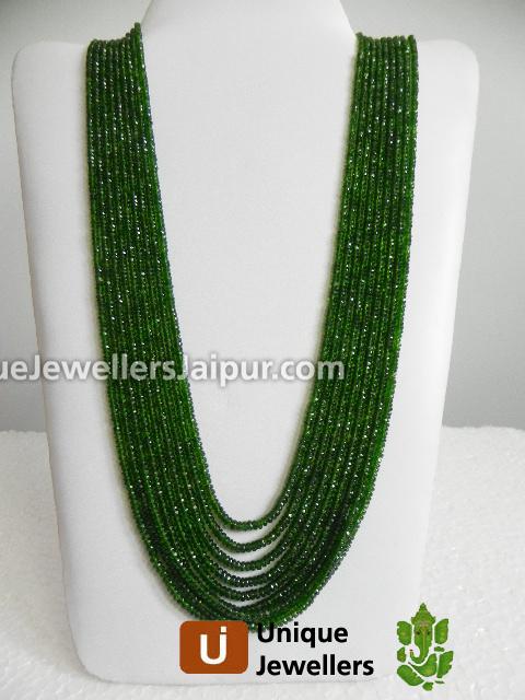 Chrome Diopside Faceted Roundelle Beads
