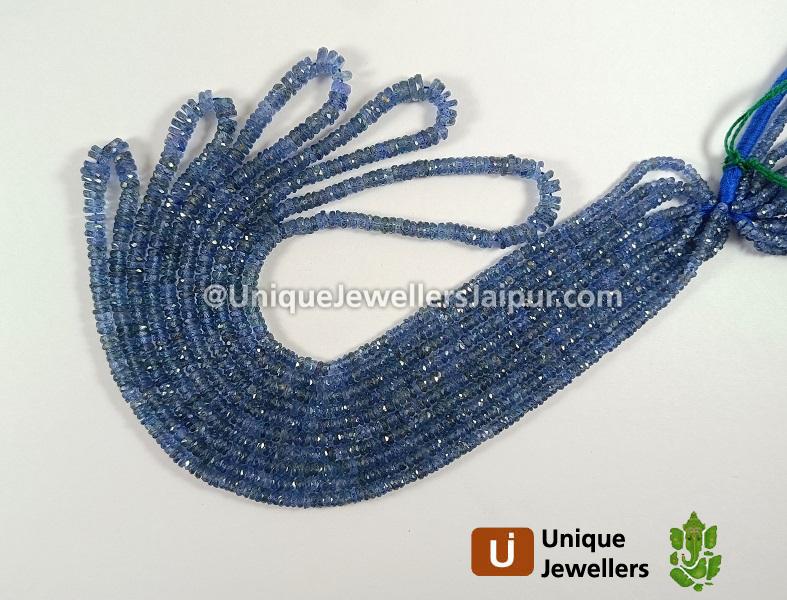 Natural Blue Sapphire Faceted Tyre Beads
