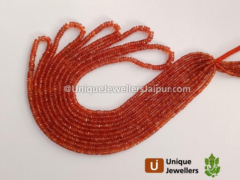 Orange Sapphire Faceted Tyre Beads
