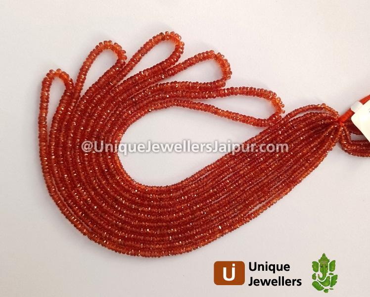 Orange Sapphire Faceted Tyre Beads