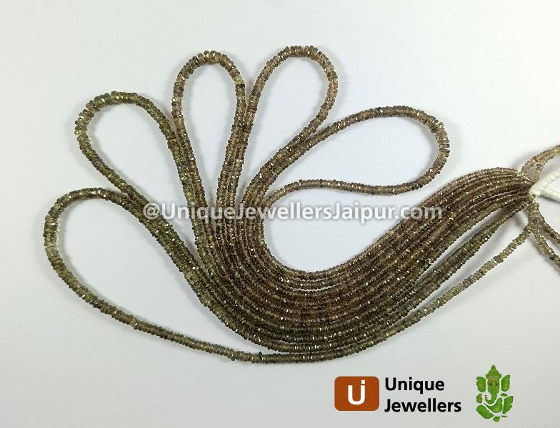Green Sapphire Faceted Tyre Beads