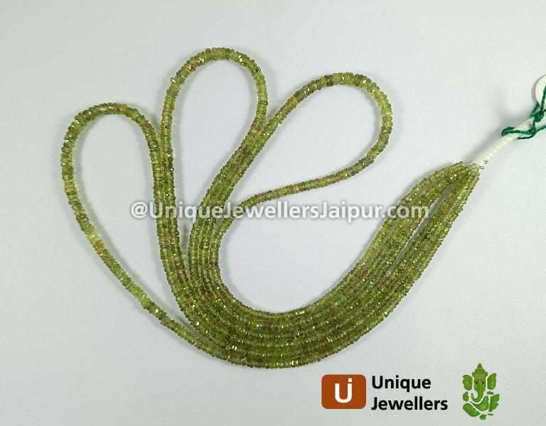 Green Sapphire Faceted Tyre Beads