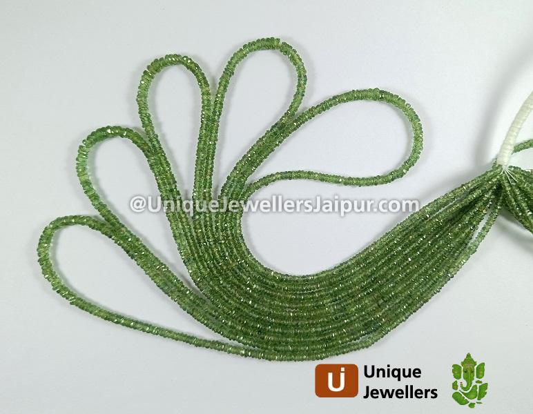 Green Sapphire Faceted Tyre Beads