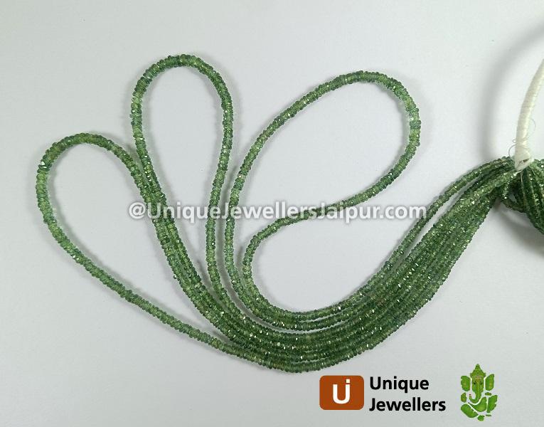 Green Sapphire Faceted Tyre Beads