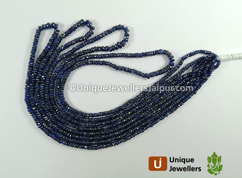Natural Blue Sapphire Faceted Roundelle Beads