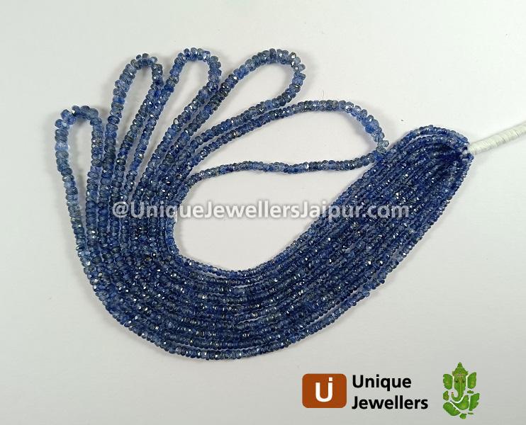 Natural Blue Sapphire Faceted Roundelle Beads
