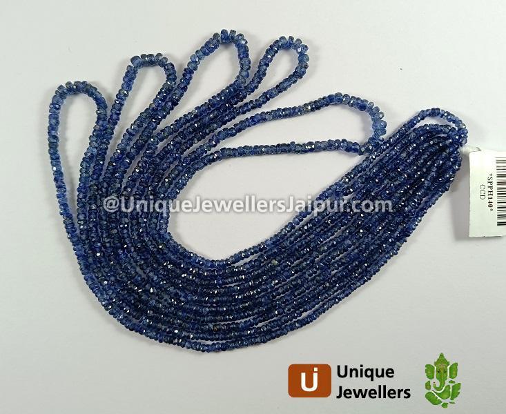 Natural Blue Sapphire Faceted Roundelle Beads