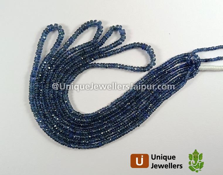 Natural Blue Sapphire Faceted Roundelle Beads