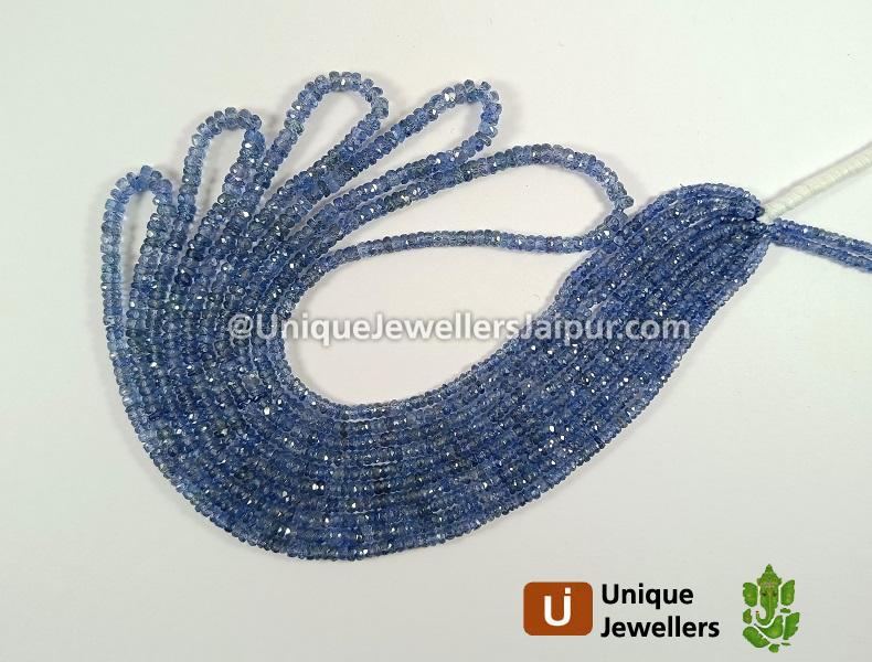 Natural Blue Sapphire Faceted Roundelle Beads