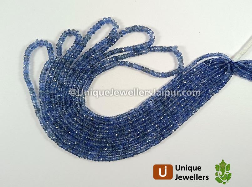 Natural Blue Sapphire Faceted Roundelle Beads
