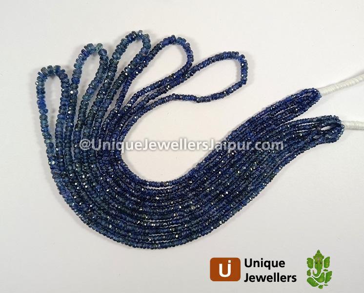Natural Blue Sapphire Faceted Roundelle Beads