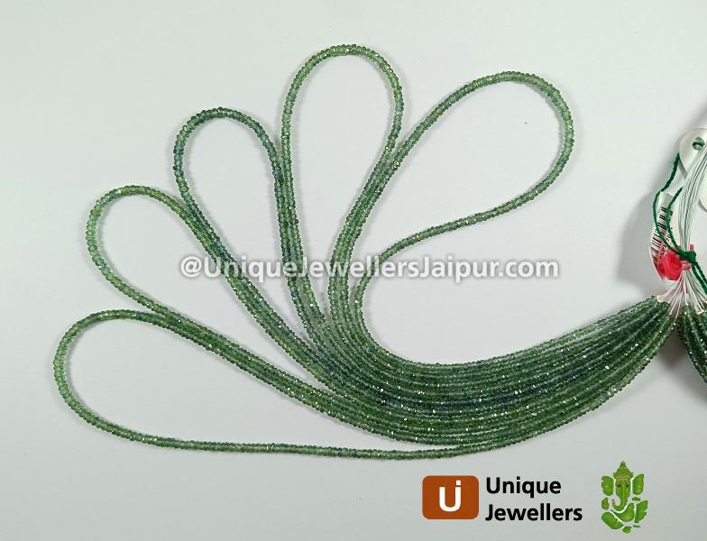 Green Sapphire Faceted Roundelle Beads
