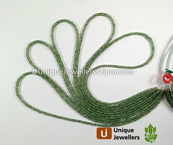 Green Sapphire Faceted Roundelle Beads