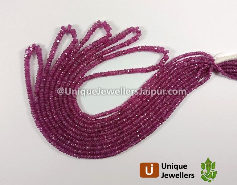 Natural Pink Sapphire Faceted Roundelle Beads