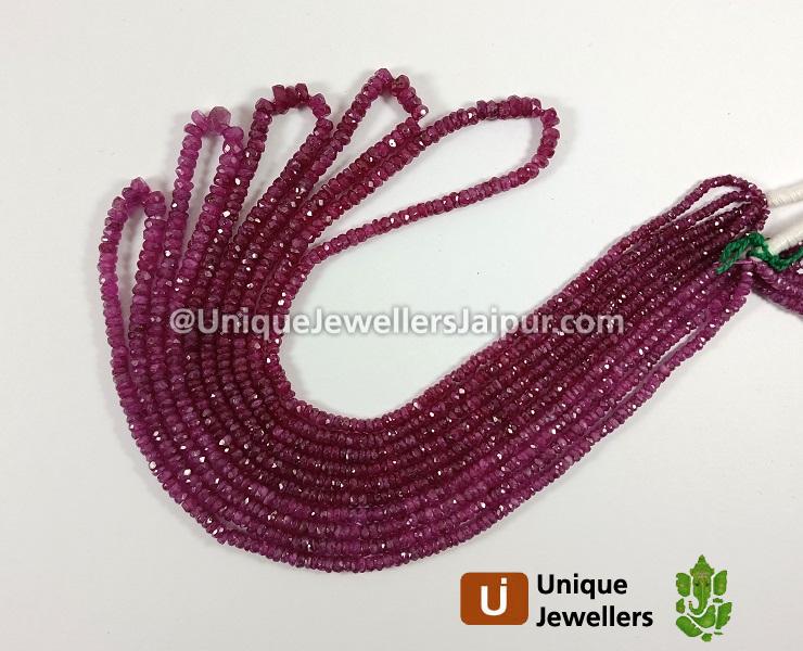 Natural Pink Sapphire Faceted Roundelle Beads