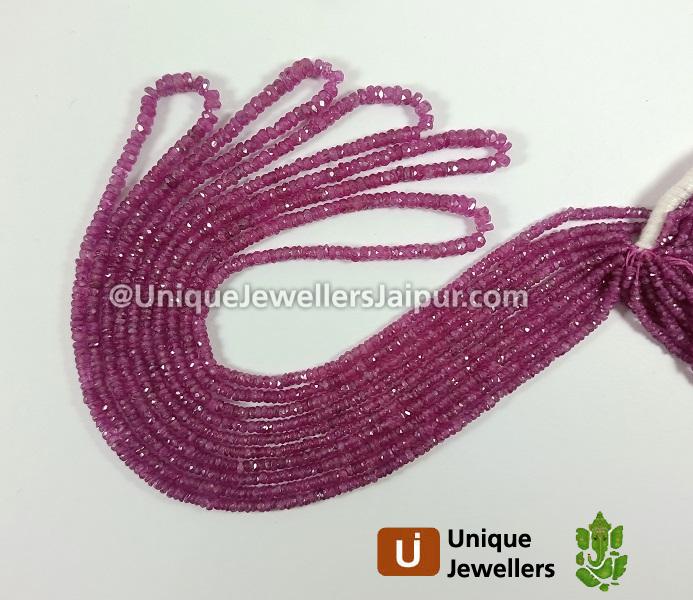 Natural Pink Sapphire Faceted Roundelle Beads