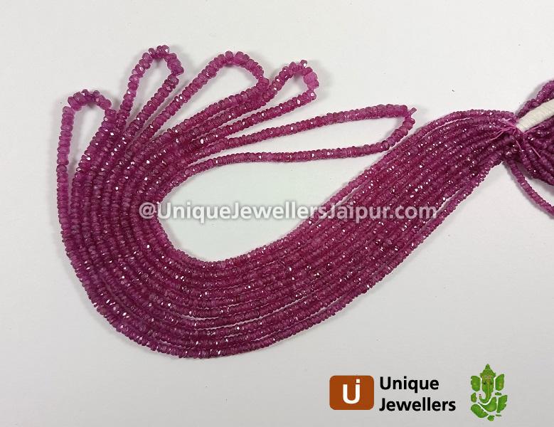 Natural Pink Sapphire Faceted Roundelle Beads