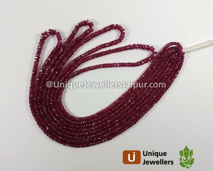Natural Pink Sapphire Faceted Roundelle Beads