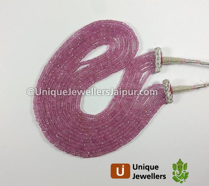 Natural Pink Sapphire Faceted Roundelle Beads
