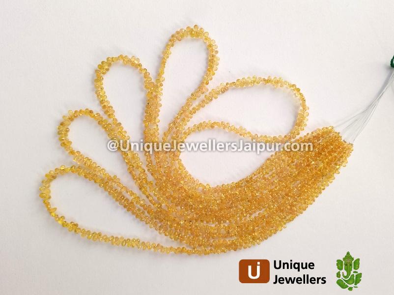 Yellow Songea Sapphire Faceted Drops Beads