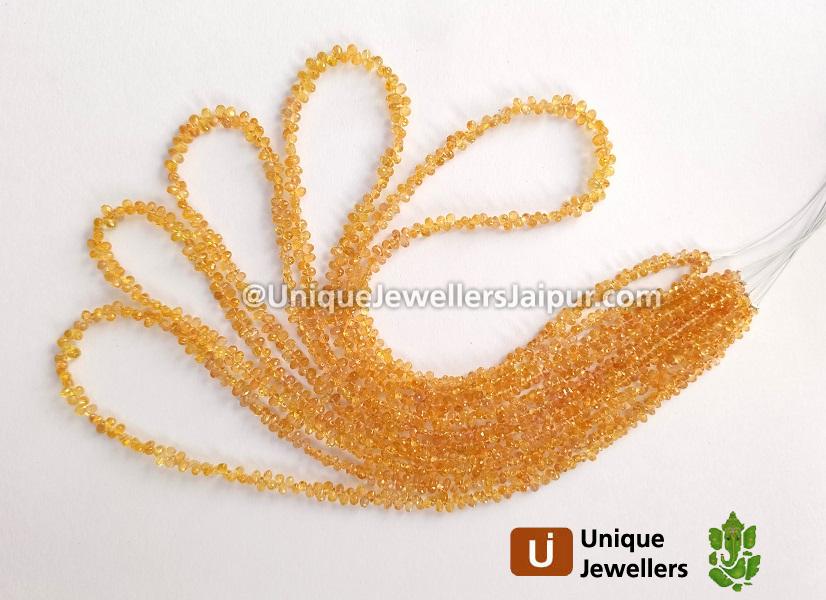 Yellowish Orange Songea Sapphire Faceted Drops Beads
